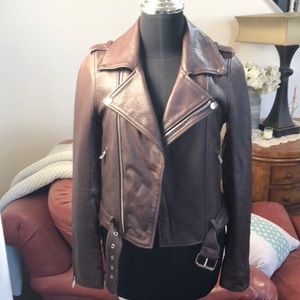 Maje Sz 36 Leather Motorcycle Jacket